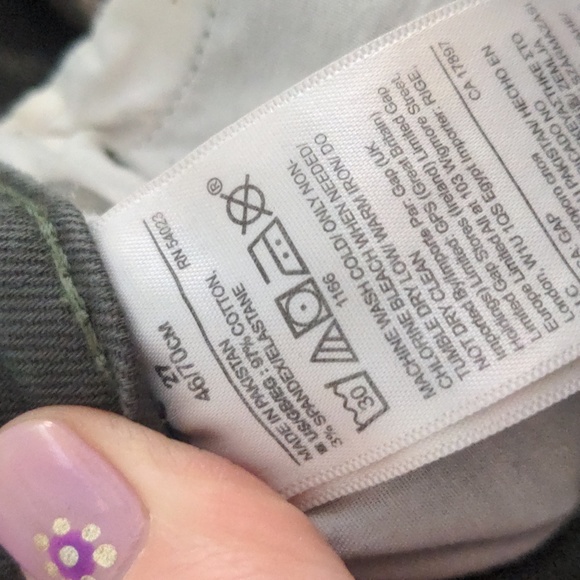 Gap Women's 4/27 Girlfriend Jeans Olive Green Distressed Stretch Denim - Picture 9 of 9